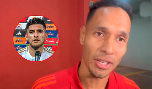 Renzo Garcés lució la '5' que suele vestir Carlos Zambrano en la selección peruana. Foto: composición LR/captura de GOLPERU Renzo Garcés habló sobre la charla que tuvo con Carlos Zambrano previo al Perú vs Bolivia