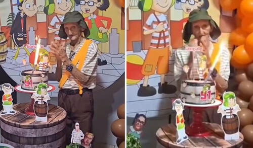 Adulto mayor enternece al vestirse como El Chavo del 8 y celebrar sus 91 años: "Su alegría lo es todo"