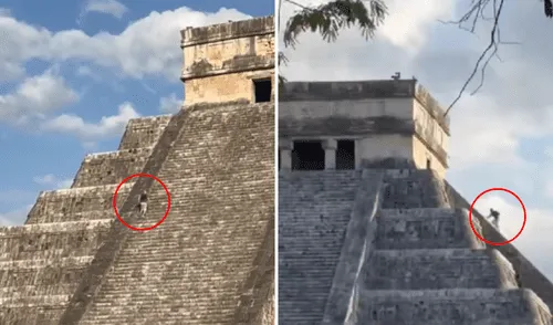 Chichén Itzá, México, piramide Chichén Itzá, turista aleman