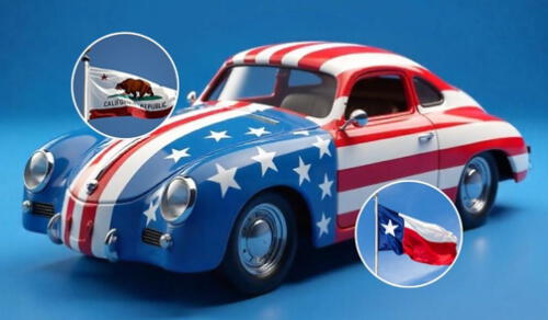 California y Texas, los dos estados más grandes y poderosos de Estados Unidos, están inmersos en una disputa silenciosa en el mercado automotriz. Foto: composición LR/difusión.
