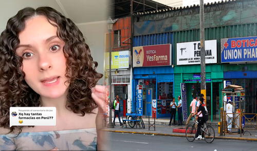 La colombiana señaló que le llamó la atención las numerosas farmacias ya que en su país son muy escasas. Foto: composición LR / TikTok / @felina.vr La colombiana señaló que le llamó la atención las numerosas farmacias ya que en su país son muy escazas.