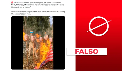 Los supuestos efectivos militares hablan con acento ruso. Foto: composición LR/captura de X Video no muestra soldados ucranianos quemando bandera de Estados Unidos