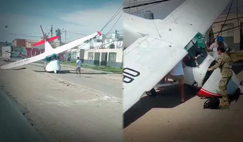 Impactante caída de avioneta en plena avenida de Pisco deja dos personas heridas