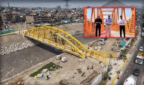 Puente Bethania se inauguró este 28 de marzo de 2025. Foto: composición LR/MML/captura de pantalla. Puente Bethania en San Juan de Lurigancho y El Agustino