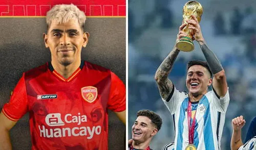 Enzo Fernández, el campeón del mundo, tiene un homónimo que juega en Sport Huancayo. Foto: composición LR/X Enzo Fernández, el campeón del mundo, tiene un homónimo que juega en Sport Huancayo.