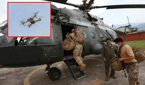 La Fuerza Aérea del Perú intercepta un dron que capturaba imágenes de áreas restringidas en una base de Ica. Foto: composición LR