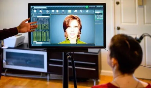 Se le mostró un texto en un monitor y se le solicitó que comenzara a intentar hablar en silencio tan pronto como apareciera un mensaje visual de "GO". Foto: Noah Berger.