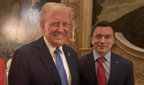 Noboa compartió una imagen junto a Trump en redes sociales. Foto: DanielNoboaOk/X