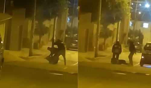 Delincuentes golpearon ferozmente a joven para robarle su celular en Chosica. Foto: Composición LR/Captura de pantalla de cámaras de seguridad