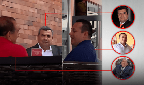 Cónclave. Izquierda, Jorge Garboza, el amigo de Nicanor Boluarte; el gerente comercial de FAME, Paulo Zevallos; y el representante de Milenium e IWI, Diego Alfaro, contratista del Gobierno. Foto: difusión Cónclave. Izquierda, Jorge Garboza, el amigo de Nicanor Boluarte; el gerente comercial de FAME, Paulo Zevallos; y el representante de Milenium e IWI, Diego Alfaro, contratista del Gobierno. Foto: difusión