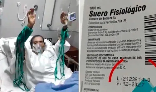Adulta mayor permanece inconsciente tras administración de mezcla de suero fisiológico. Foto: composición LR/Panamericana Adulta mayor permanece inconsciente tras administración de mezcla de suero fisiológico.