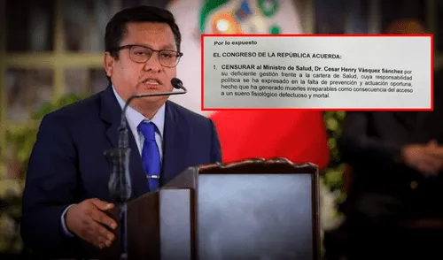 En mira de la oposición. César Vásquez, ministro de Salud, se niega a renunciar. Composición: Ariana Espinoza / LR En mira de la oposición. César Vásquez, ministro de Salud, se niega a renunciar.