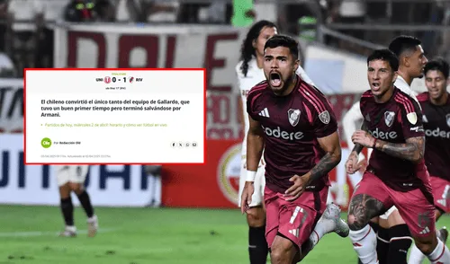 Paulo Díaz anotó el gol del triunfo de River Plate sobre Universitario. Foto: composición LR Prensa argentina destaca victoria de River Plate ante Universitario, pero resaltan que fue un partido flojo