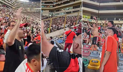 Un amplio grupo de hinchas de River Plate fue al Estadio Monumental para alentar en su partido contra Universitario. Foto: composición LR/captura de TikTok Un amplio grupo de hinchas de River Plate fue al Estadio Monumental para alentar en su partido contra Universitario.