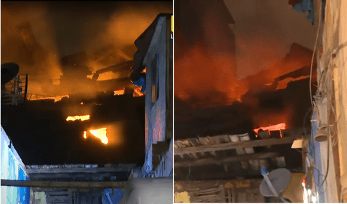 Incendio en Barrios Altos se ha reavivado. Vecinos temen que se expanda. Foto: composición LR