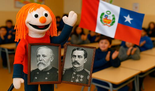 El show de títeres en el colegio contó la historia de la Batalla de Arica desde la mirada chilena.
