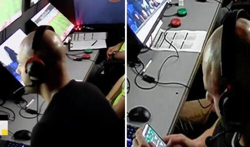 Árbitro del VAR es sorprendido usando celular en una página de apuestas y desata polémica en redes