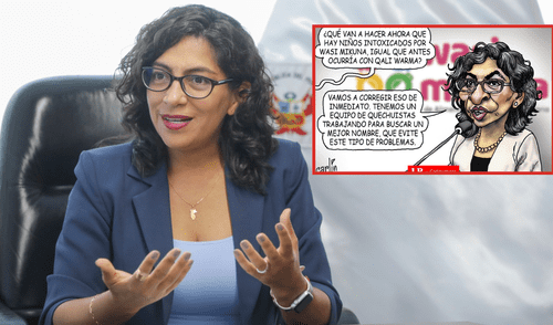 Carlincatura critica a ministra Leslie Urteaga por intoxicación de escolares. Foto: composición LR Carlincatura critica a ministra Leslie Urteaga por intoxicación de escolares.