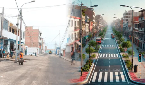 Inician las obras de reconstrucción en la Avenida La Libertad en San Miguel. Foto: composición de Jazmin Ceras/La República/Municipalidad de San Miguel/IA Obras en la avenida Libertad en San Miguel