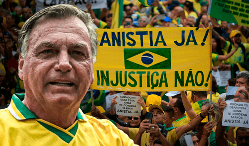 Bolsonaro encabezó una protesta masiva en São Paulo el 6 de abril de 2025. Foto: composición LR / EFE / AFP