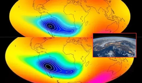 Una reciente investigación ha detectado una anomalía magnética en la parte del Atlántico Sur de Sudamérica. Foto: composición LR/SBT News/LM Neuquen