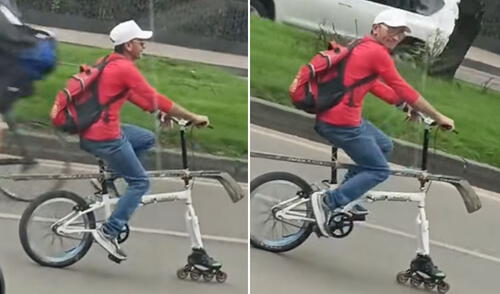 Joven cambia la llanta delantera de su bicicleta por un patín y usuarios reaccionan: "Lo busca la NASA"