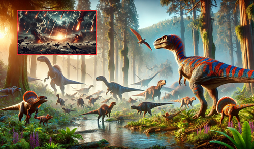 Los dinosaurios fueron un grupo de reptiles que dominaron la Tierra durante más de 160 millones de años. Foto: composición LR/chatgpt Los dinosaurios fueron un grupo de reptiles que dominaron la Tierra durante más de 160 millones de años. Foto: composición LR/chatgpt