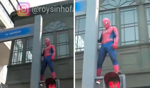 El ‘Hombre Araña’ puso la cuota de humor en la manifestación encabezada por los transportistas de Lima y Callao.
