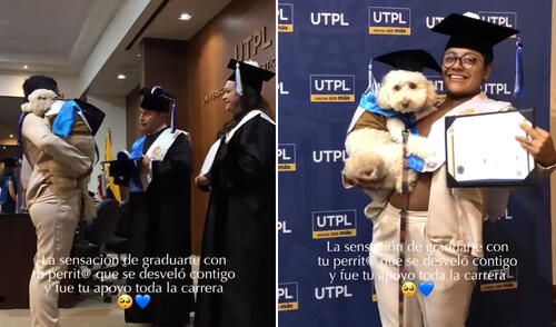 Joven conmueve al asistir a su graduación junto a su perrito: “Gracias por desvelarte conmigo”