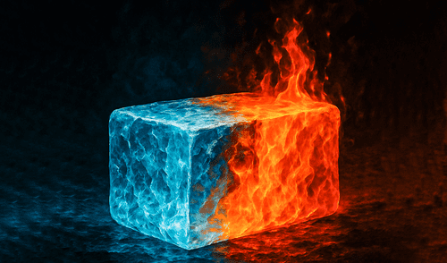 En esta nueva fase, los espines "calientes" y "fríos" intercambian posiciones, lo que permite transiciones de fase extremadamente precisas. Foto: IA/La República. Físicos descubren el nuevo estado de la materia "mitad hielo, mitad fuego", según revelaron en estudio científico