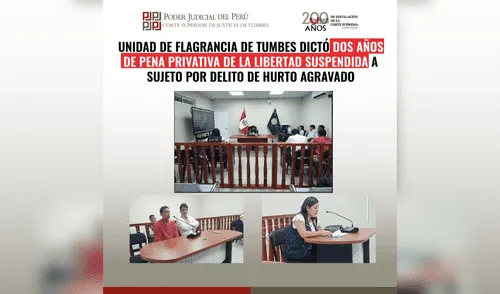 Jueza de Tumbes lidera audiencia por hurto agravado, destacando compromiso contra la delincuencia.