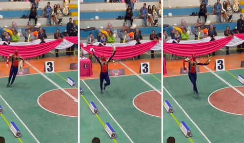 El hombre disfrazado del Hombre Araña demostró su talento para el baile. Foto: captura de TikTok