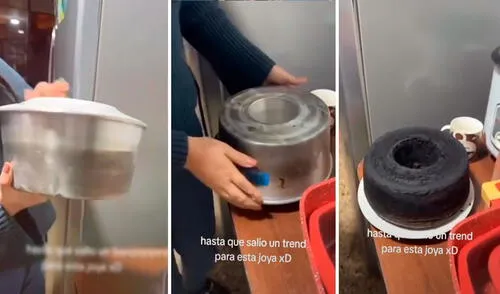 Así quedó el queque preparado por esta joven. Foto: captura de TikTok