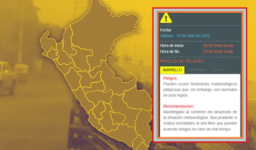 Pronostico de Senamhi por fenómeno peligroso. Foto: composición LR/Senamhi.