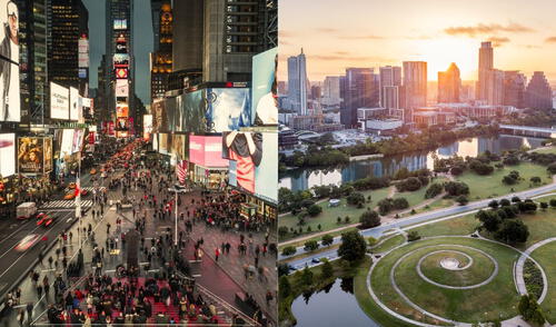 Esta experiencia le sirvió para comprender que, más allá del brillo de las grandes ciudades, existen estilos de vida más sostenibles y compatibles con sus metas personales. Foto:  Composición GLR / Traveltexas / Metalocus