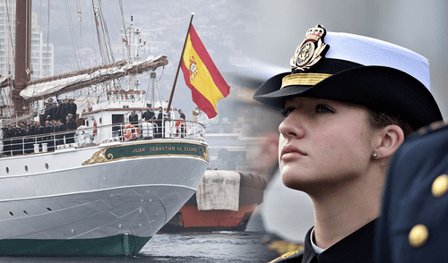 La princesa Leonor estará en Perú hasta este viernes 18 de abril. Foto: composición LR/EFE/AFP. Princesa Leonor llega a Perú: la heredera al trono de España viajó a Lima a bordo del buque Juan Sebastián de Elcano