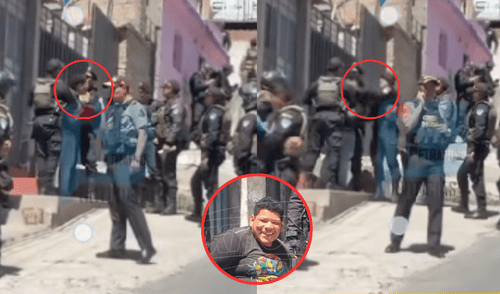 Extorsionador escupe a policía en Arequipa y recibe dura cachetada durante intervención