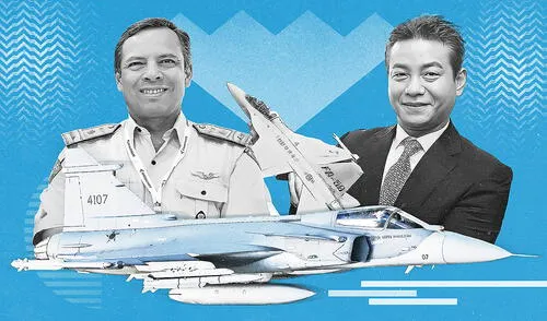 El jefe del Estado Mayor de la FAP, teniente general Rubén Gambarini, informó al vicepresidente de KAI, Donghak Shin, que el KF-21 no estaba considerado como opción de compra. Foto: composición LR El jefe del Estado Mayor de la FAP, teniente general Rubén Gambarini, informó al vicepresidente de KAI, Donghak Shin, que el KF-21 no estaba considerado como opción de compra. Foto: composición LR