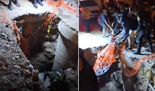 Policía cae a forado en el Callao