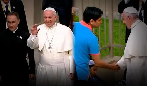 El papa Francisco tuvo un emotivo gesto con una niña durante su visita al Perú en 2018. Foto: Composición LR