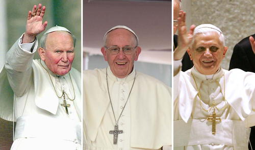 Nombres como Juan, Gregorio y Benedicto son populares entre los papas. Curiosamente, ningún pontífice ha elegido el nombre de Pedro, debido a tradiciones y leyendas sobre el último papa. Foto: composición LR/AFP ¿Cómo se escoge el nombre del papa?: estos fueron los más usados por los antiguos líderes del Vaticano