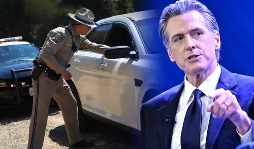 La Ley AB 413 nace con el objetivo de mejorar la seguridad vial y la visibilidad. Foto: composición LR/AFP/California Highway Patrol Ley firmada por Gavin Newsom