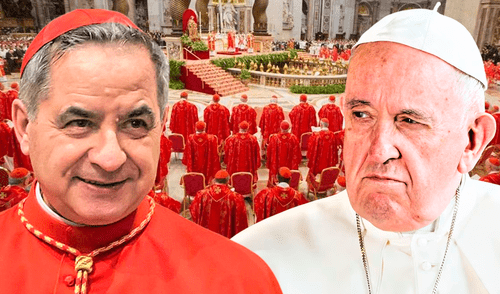 Becciu afirmó que fue excluido del cónclave solo mediante una nota de la Sala de Prensa, sin recibir un acto formal que oficializara dicha decisión. Foto: Composición LR.