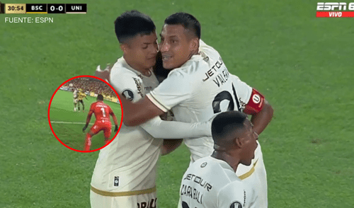 Universitario anotó su primer gol en esta Copa Libertadores ante Barcelona SC. Foto: captura de pantalla de ESPN Universitario anotó su primer gol en esta Copa Libertadores ante Barcelona SC