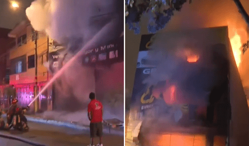 Fuerte incendio en tienda de colchones en Los Olivos. Foto: Composición LR. Fuerte incendio en tienda de colchones en Los Olivos