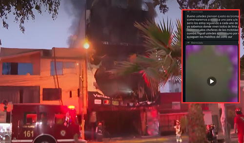 Delincuentes amenazaban por WhatsApp a trabajadores de local incendiado. Foto: Composición LR/Captura de pantalla De YouTube