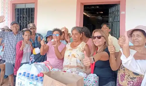 La donación incluyó víveres y productos de primera necesidad, recibida por la Teniente Gobernadora Bartola Ramírez de Feijoo.