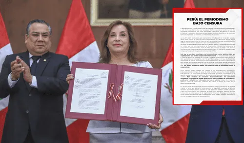 Periodistas de diversos paises rechazan la ley antiong promulgada por Dina Boluarte. Foto: Composición/LR Dina Boluarte