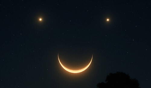 La "carita feliz" de la Luna se producirá en las primeras horas de este viernes 25 de abril. Foto: CGPT / referencial Carita feliz de la Luna en Colombia