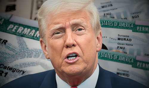 Donald Trump elimina la vacuna contra el covid-19 como requisito para solicitar la Green Card en 2025. Foto: composición LR/AFP Donald Trump elimina la vacuna contra el covid-19 como requisito para solicitar la Green Card en 2025.